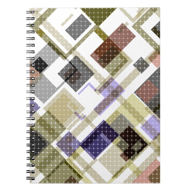 Caderno Espiral Pasta verde de tartã de xadrez sem costura (Frente)