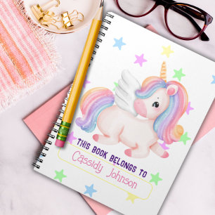 Caderno Espiral Pastel arco-íris — dístico de nome unicórnio