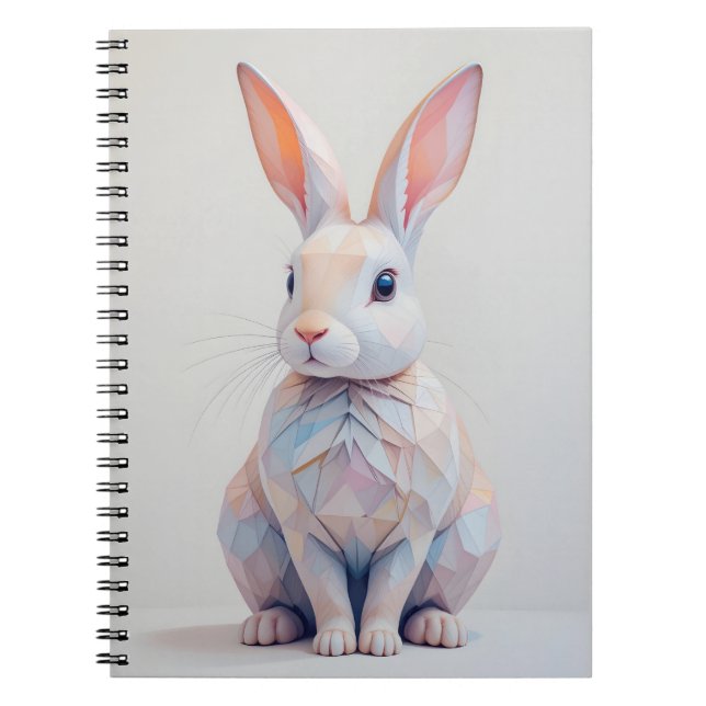 Caderno Espiral Pastel Baixo Poly Bunny (Frente)