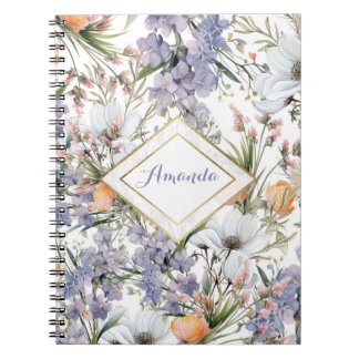 Caderno Espiral Pastel botânico cor flor silvestre flor de verão