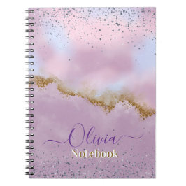 Caderno Espiral Pastel Cloud Amethyst Glitter