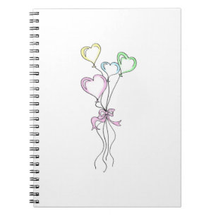 Caderno Espiral Pastel Colors Heart Balloons