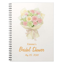 Caderno Espiral Pastel Floral Bridal Shower bouquet wedding 