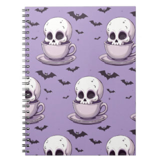 Caderno Espiral Pastel Goth Skull in Teacup