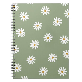 Caderno Espiral Pastel Green Daisy Flower