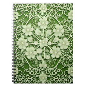 CADERNO ESPIRAL PASTEL GREEN INTRICATE LACE OLHE PADRÃO IRLANDÊS