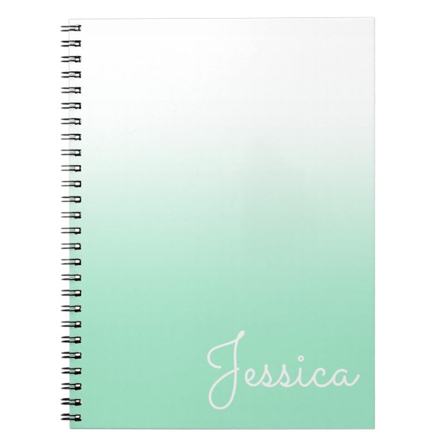 Caderno Espiral Pastel Mint e Branco Ombre (Frente)