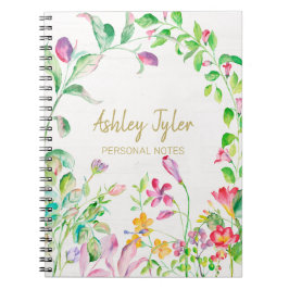 Caderno Espiral Pastel Pink floral girassol fofo personalizado