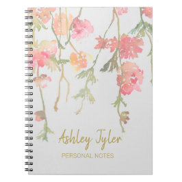 Caderno Espiral Pastel Pink floral girassol fofo personalizado