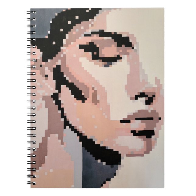 Caderno Espiral Pastel Pixel Portrait of Serenity (Frente)