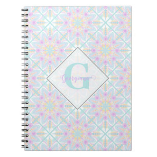 Caderno Espiral Pastel Rainbow Floral Mandala Personalizado