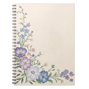 Caderno Espiral Pastel Roxo, Branco e Azul Impressão