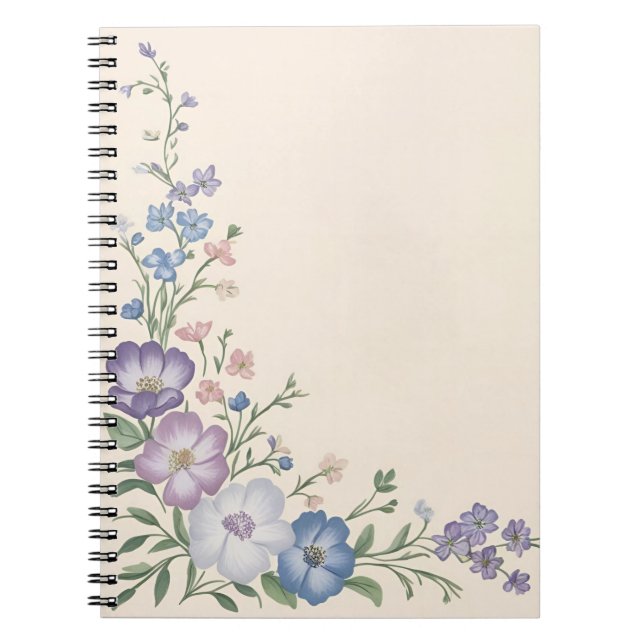 Caderno Espiral Pastel Roxo, Branco e Azul Impressão (Frente)