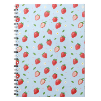 Caderno Espiral Pastel Strawberry Sonha com padrão sem costura
