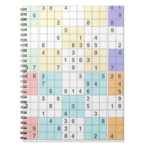 Caderno Espiral pastel sudoku