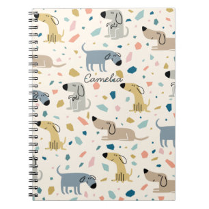 Caderno Espiral Pastel Terrazzo Funny Cute Dog Patterno
