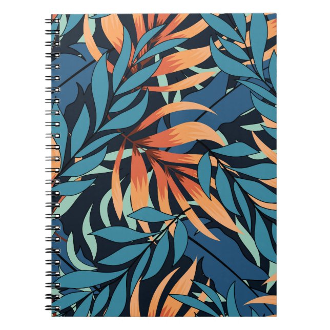 Caderno Espiral Pastel Tropical Abstrato Botânica (Frente)