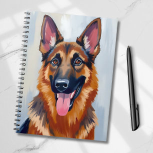 Caderno Espiral Pastor Alemão Aquarela de Cachorro Pet