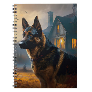 Caderno Espiral Pastor Alemão de Halloween Assustador