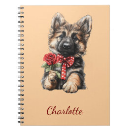 Caderno Espiral Pastor Alemão Personalizado com Nome Personalizado