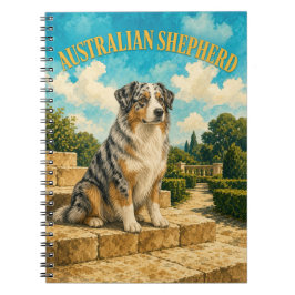 Caderno Espiral Pastor Australiano, Arte de Cachorro em Aquarela V