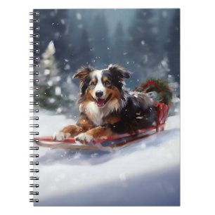 Caderno Espiral Pastor Australiano Natal neve inverno
