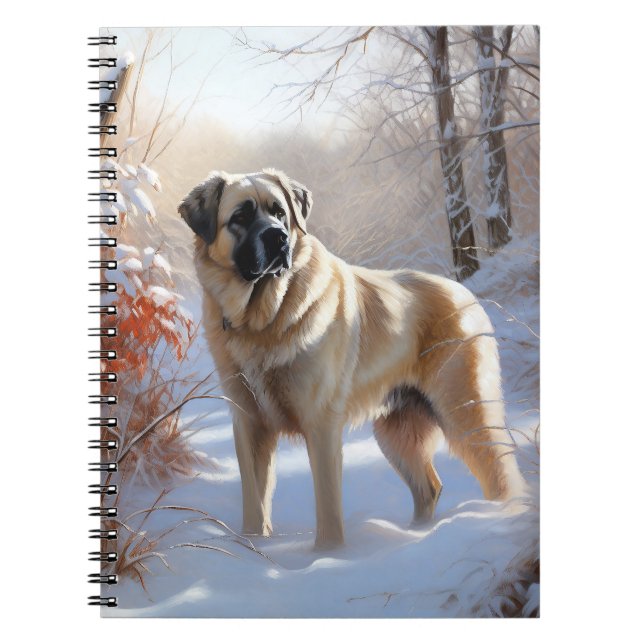 Caderno Espiral Pastor da Anatólia Deixe Nevar Natal (Frente)