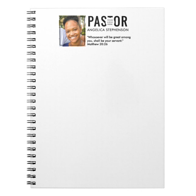 Caderno Espiral Pastor da Igreja de Foto Moderna  (Frente)