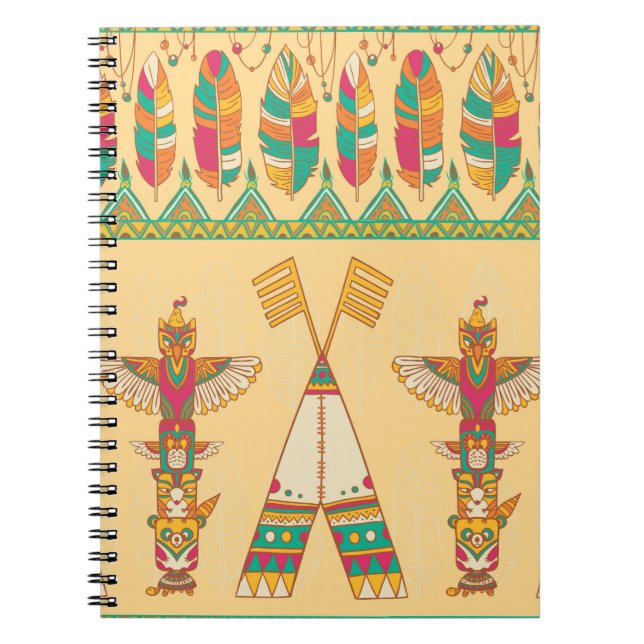 Caderno Espiral Pat sem descontinuidades decorativas do indígenas  (Frente)