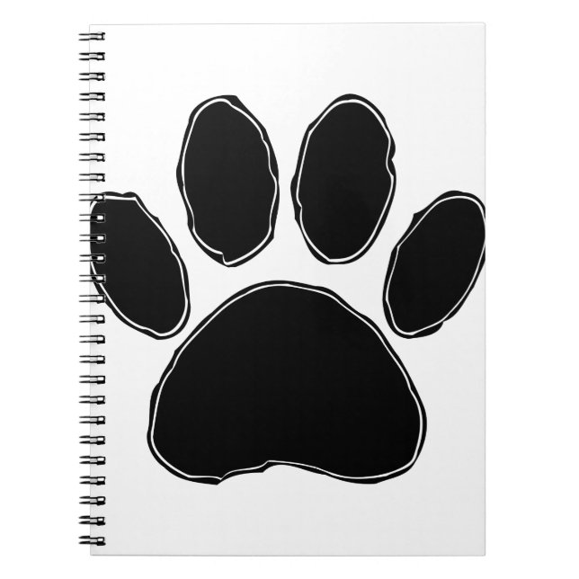 Caderno Espiral Pata De Cães Desenhando Em Preto (Frente)