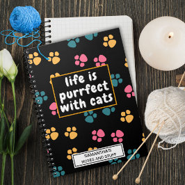 Caderno Espiral Pata de gato preto engraçado fofo 