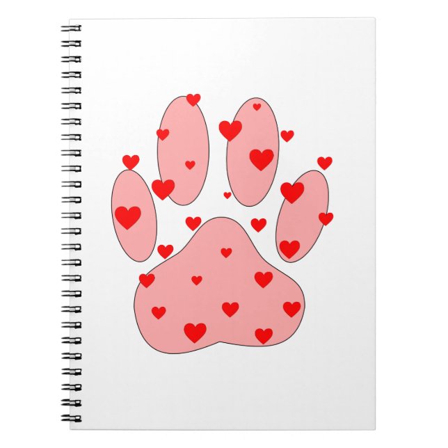 Caderno Espiral Pata Rosa Imprimida Com Corações (Frente)