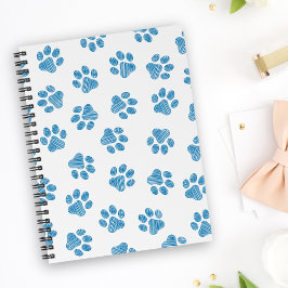Caderno Espiral patas, patas de cães, patas azuis