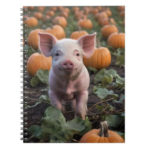 Caderno Espiral **"Patch da Alegria: Um Feliz Porco de Bebê entre