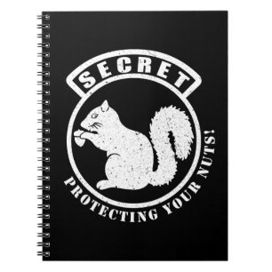 Caderno Espiral Patch de Esquilo Secreto Protegendo Seus Loucos
