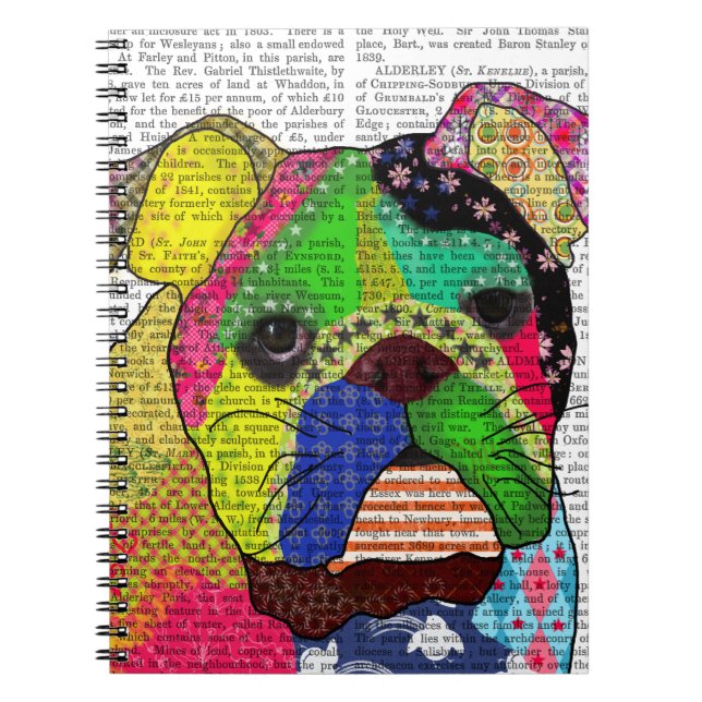Caderno Espiral Patchwork Bulldog (Frente)