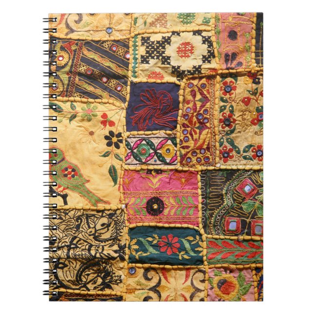 Caderno Espiral Patchwork da Índia: Hampi Market Cloth. (Frente)