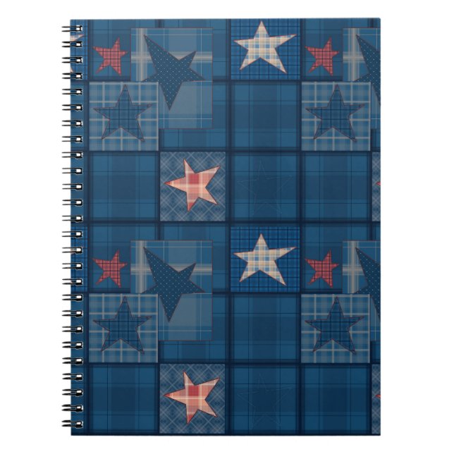 Caderno Espiral Patchwork de Denim (Frente)