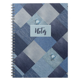 Caderno Espiral Patchwork de Denim do Vintage legal