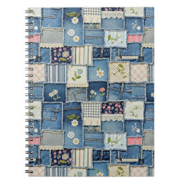 Caderno Espiral Patchwork Denim