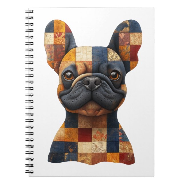 Caderno Espiral Patchwork French Bulldog Notebook (Frente)