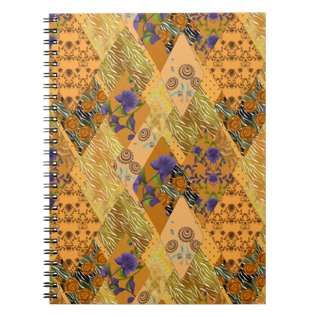 Caderno Espiral Patchwork, retro (Frente)