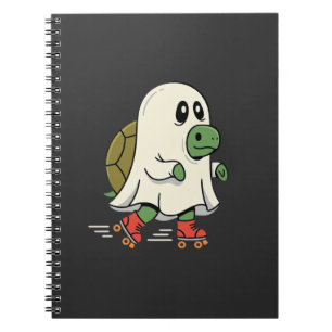 Caderno Espiral Patins de Rolo Ghost Turtle Design de Halloween_1