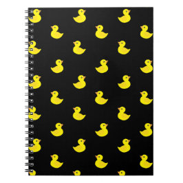 Caderno Espiral Pato Amarelo Pequeno no Fundo Preto