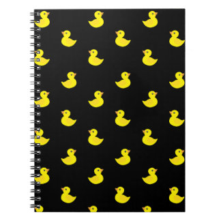 Caderno Espiral Pato Amarelo Pequeno no Fundo Preto