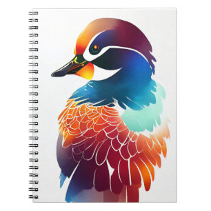 Caderno Espiral Pato de mandarim - Natureza selvagem - pintura ani