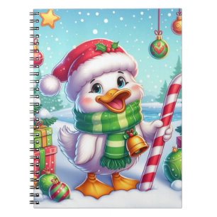 Caderno Espiral Pato de Natal bonito e colorido