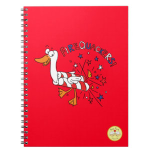 Caderno Espiral Pato Engraçado 4 de Julho Crianças Fofas