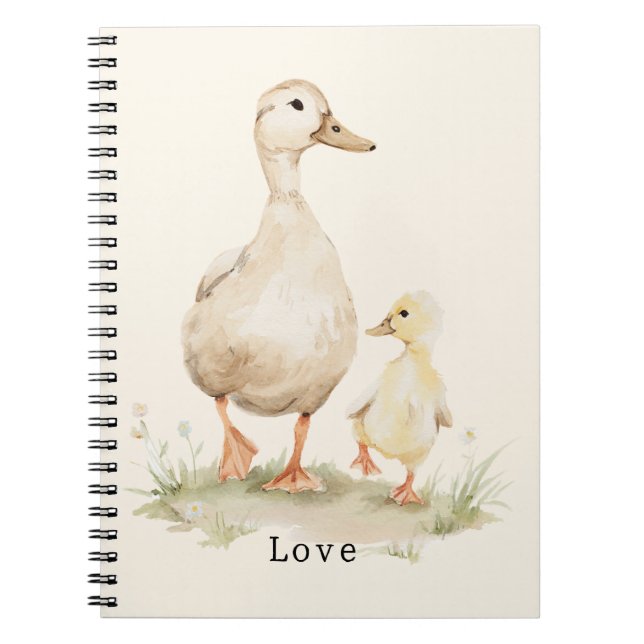 Caderno Espiral Patos Bebês de Mãe Amarela (Frente)