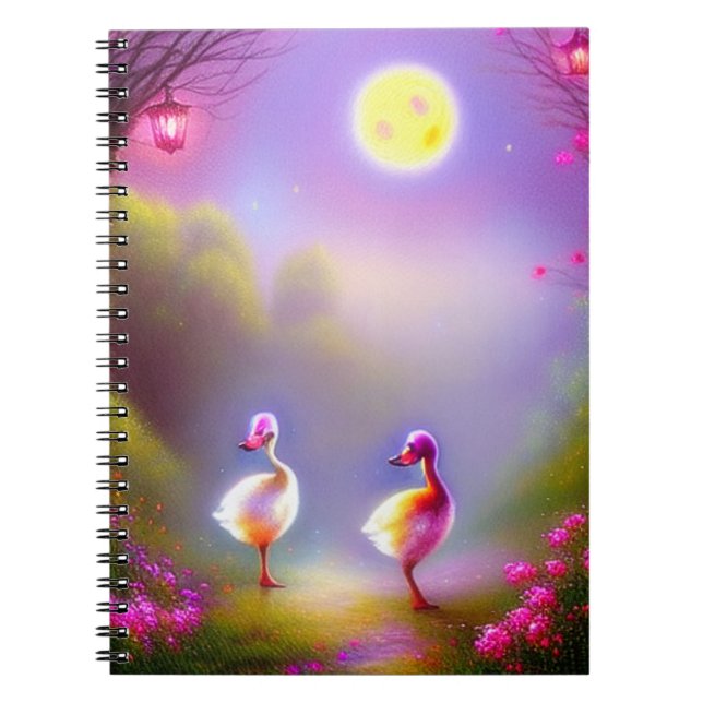 Caderno Espiral Patos de fantasia fofos (Frente)